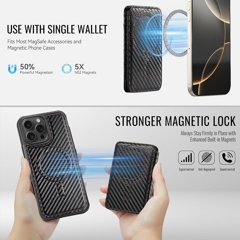 Usroom for iPhone 16 Pro Max Detachable Wallet Case with Card Holder, 2 in 1 RFID Blocking Credit Slots Kickstand Shockproof Phone Wallet for iPhone 16 Pro Max 6.9" Carbon Black - Image 2